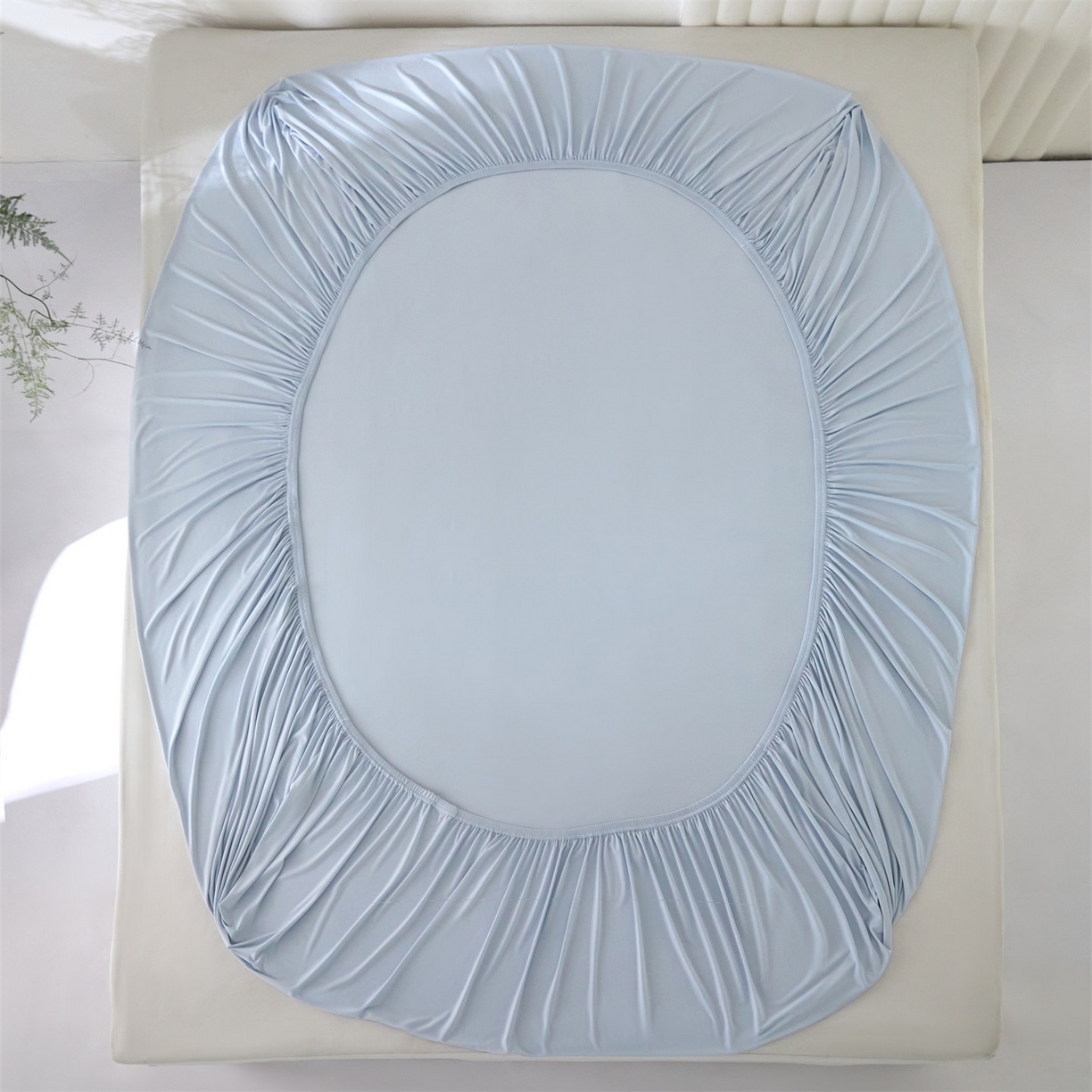 91家纺网 家纺一手货源 找家纺 头等舱  2026新款锦氨A类凉感（165克）床笠 某姆同款 蓝灰