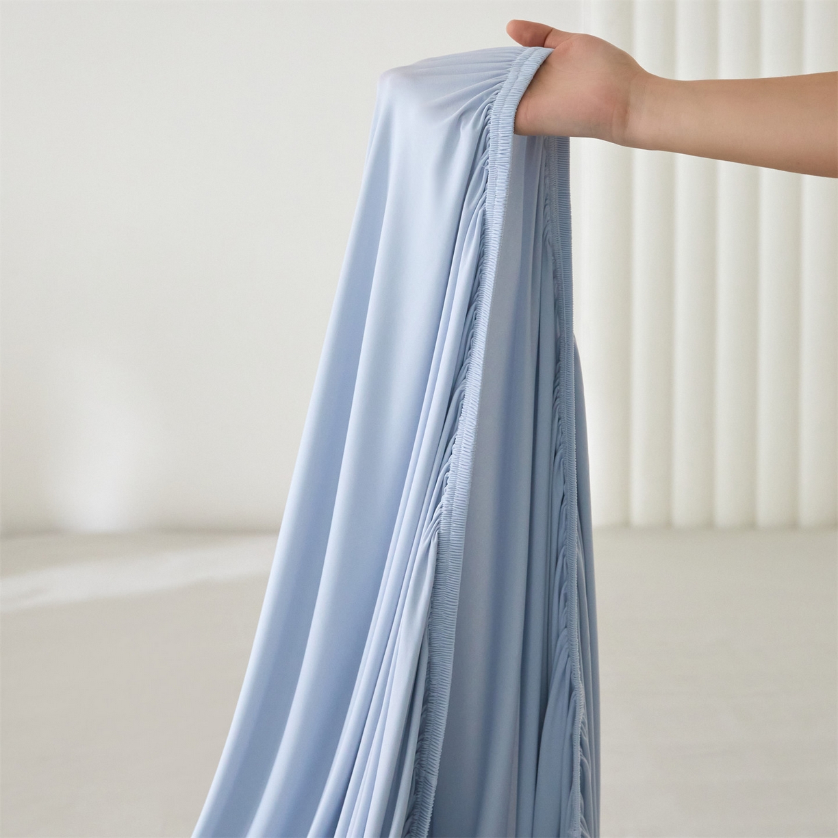 91家纺网 家纺一手货源 找家纺 头等舱  2026新款锦氨A类凉感（165克）床笠 某姆同款 蓝灰