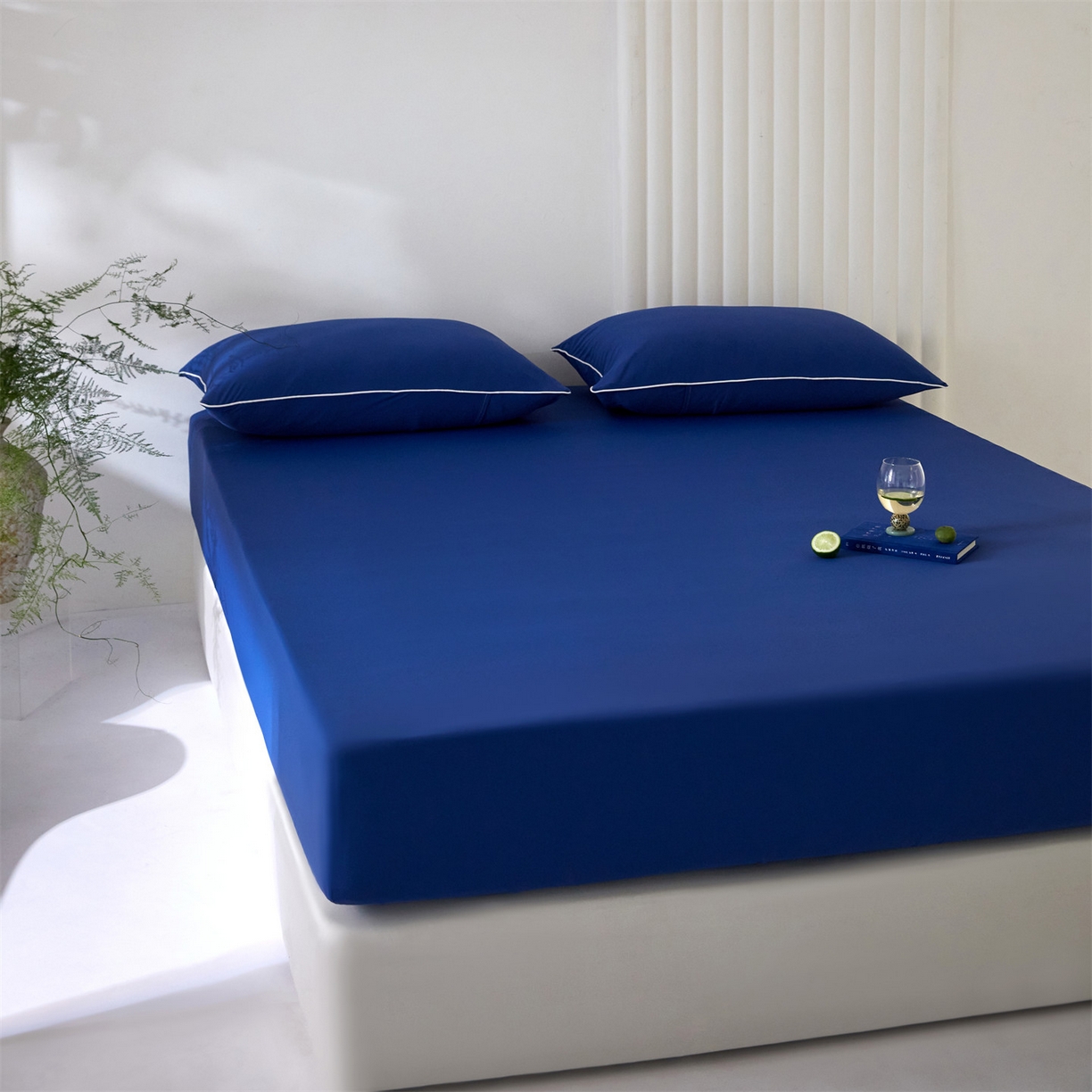 91家纺网 家纺一手货源 找家纺 头等舱  2026新款锦氨A类凉感（165克）床笠 某姆同款 深蓝