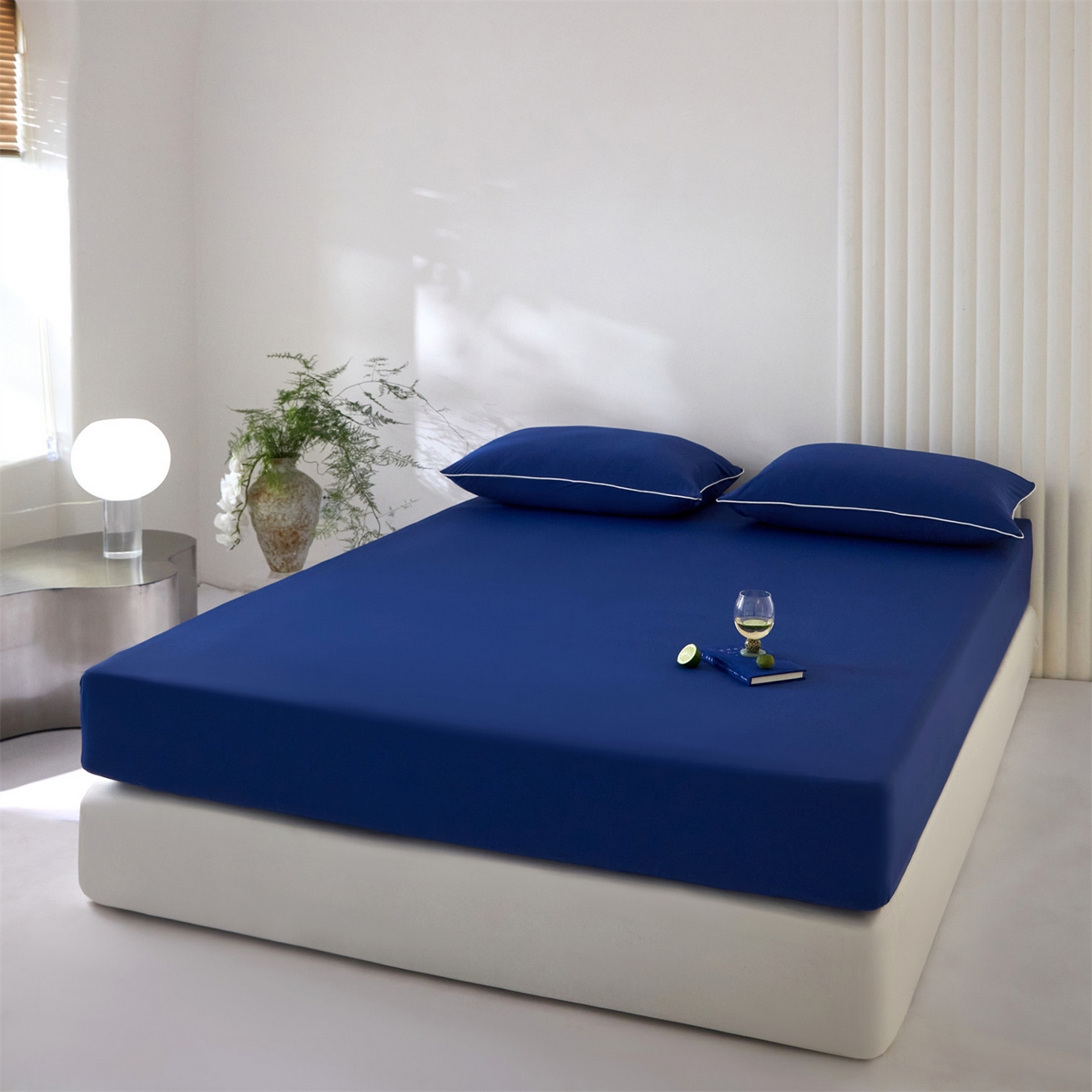 91家纺网 家纺一手货源 找家纺 头等舱  2026新款锦氨A类凉感（165克）床笠 某姆同款 深蓝