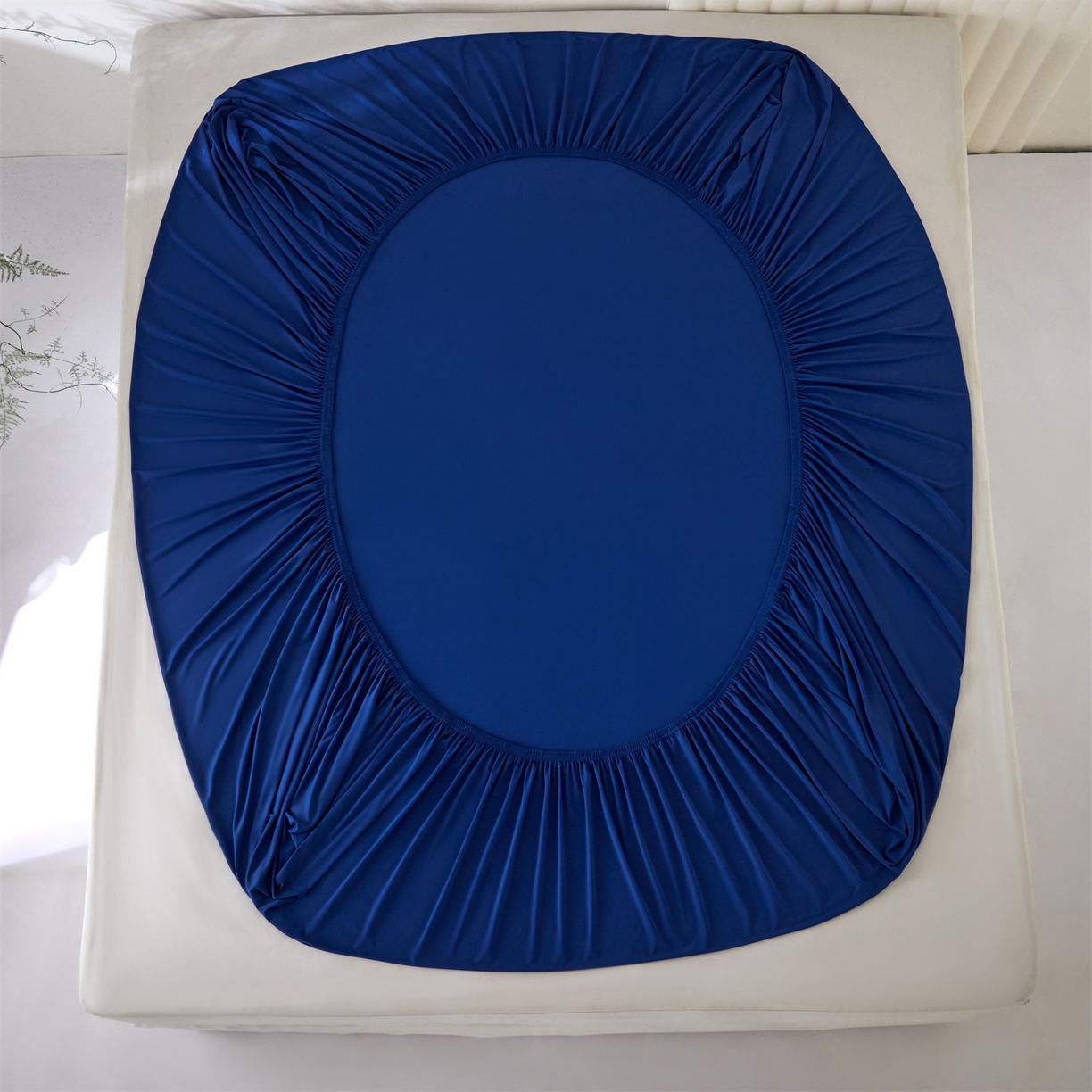 91家纺网 家纺一手货源 找家纺 头等舱  2026新款锦氨A类凉感（165克）床笠 某姆同款 深蓝