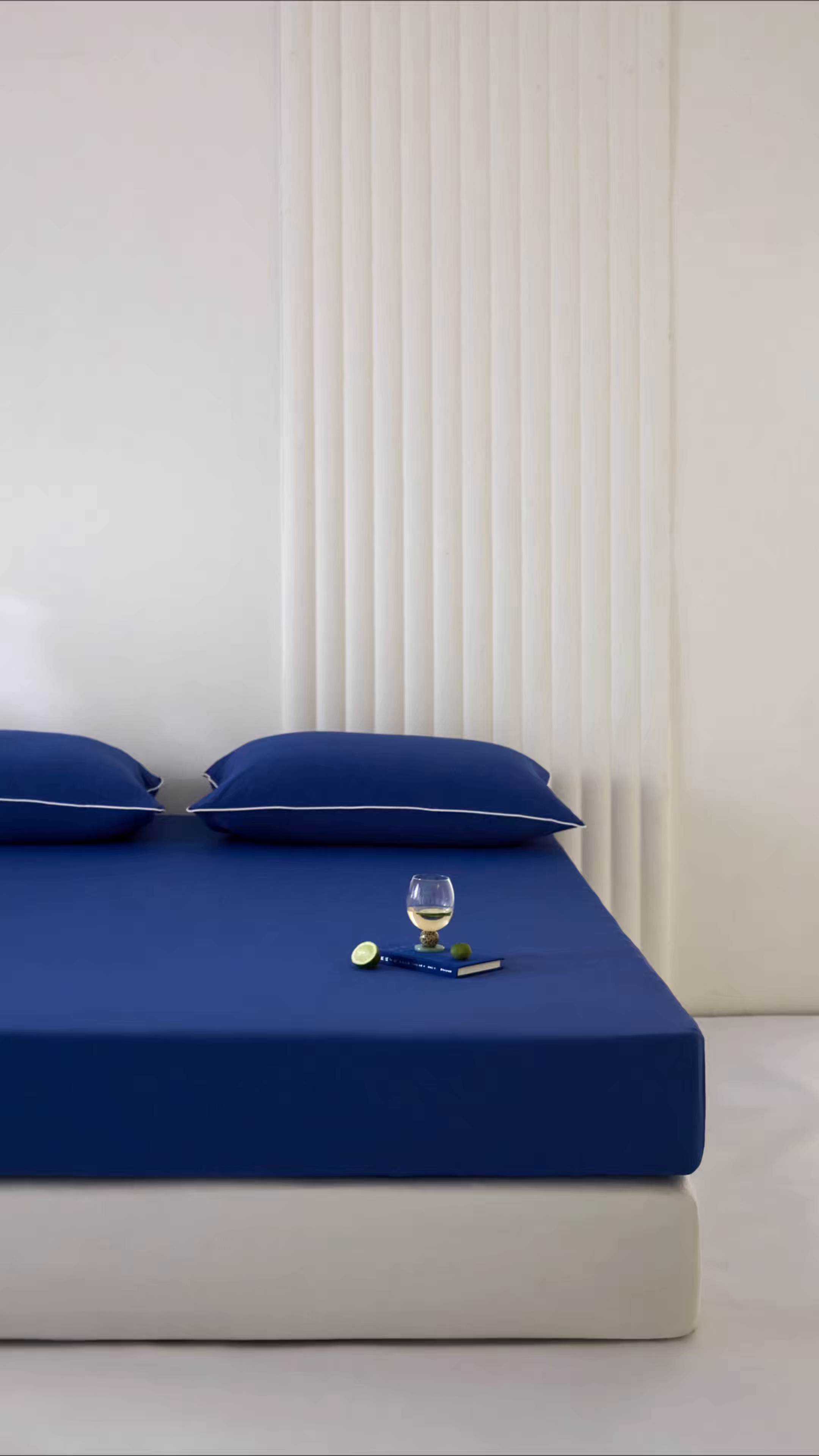 91家纺网 家纺一手货源 找家纺 头等舱  2026新款锦氨A类凉感（165克）床笠 某姆同款 深蓝