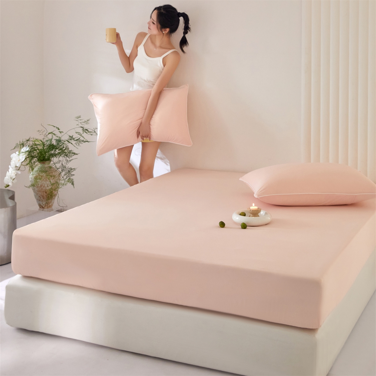 91家纺网 家纺一手货源 找家纺 头等舱  2026新款锦氨A类凉感（165克）床笠 某姆同款	 海棠玉