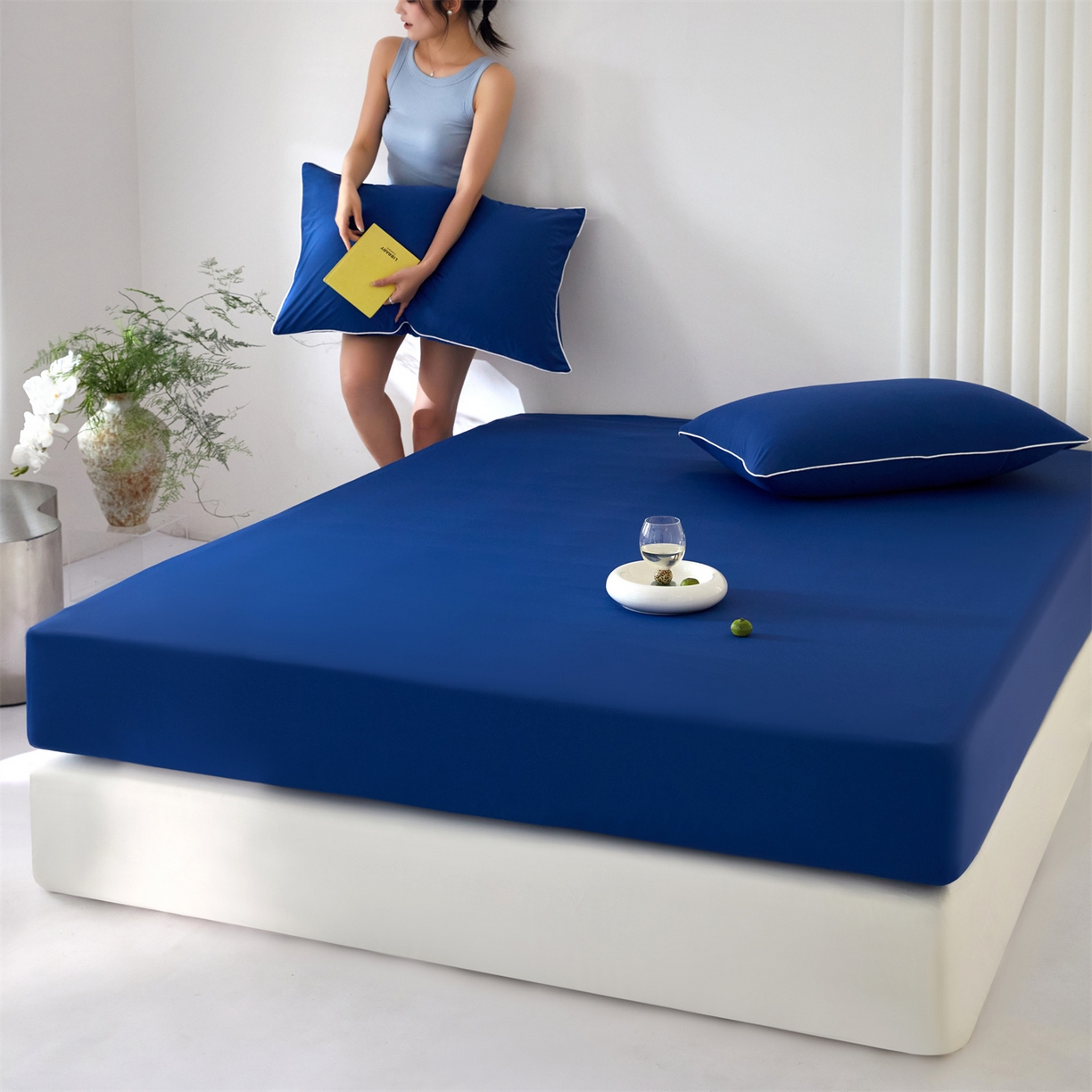 91家纺网 家纺一手货源 找家纺 头等舱  2026新款锦氨A类凉感（165克）床笠 某姆同款	深蓝