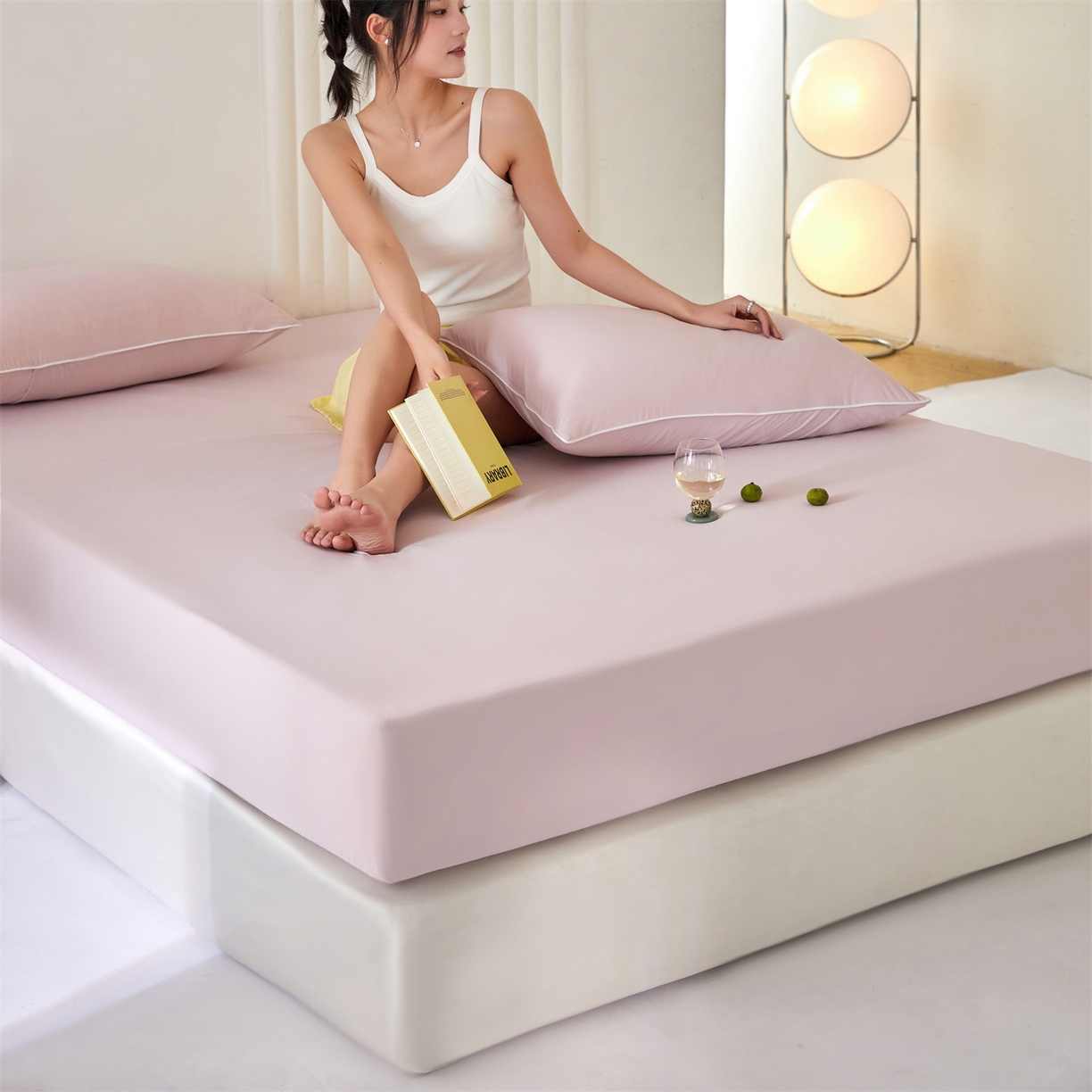 91家纺网 家纺一手货源 找家纺 头等舱  2026新款锦氨A类凉感（165克）床笠 某姆同款	 豆沙粉