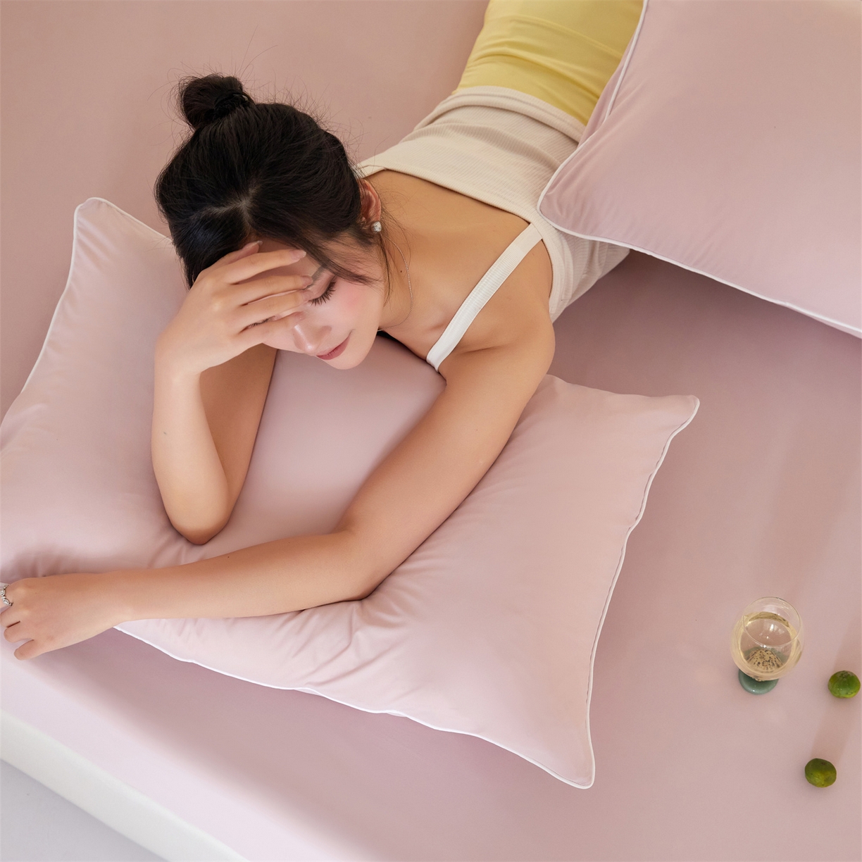 91家纺网 家纺一手货源 找家纺 头等舱  2026新款锦氨A类凉感（165克）床笠 某姆同款	 豆沙粉