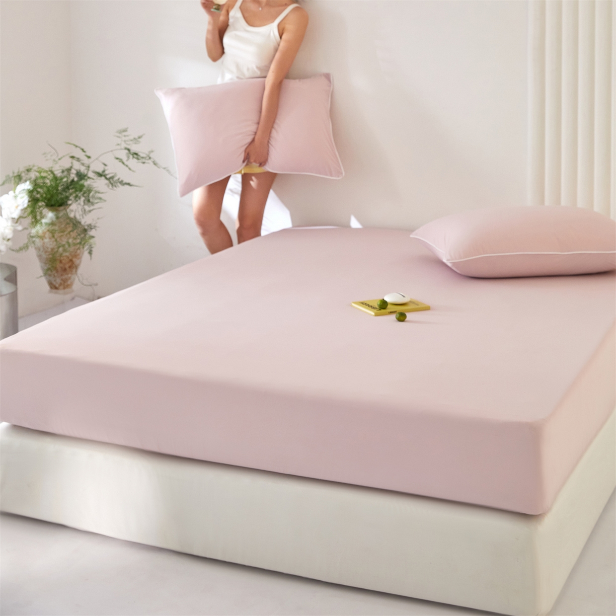 头等舱  2026新款锦氨A类凉感（165克）床笠 某姆同款	 豆沙粉