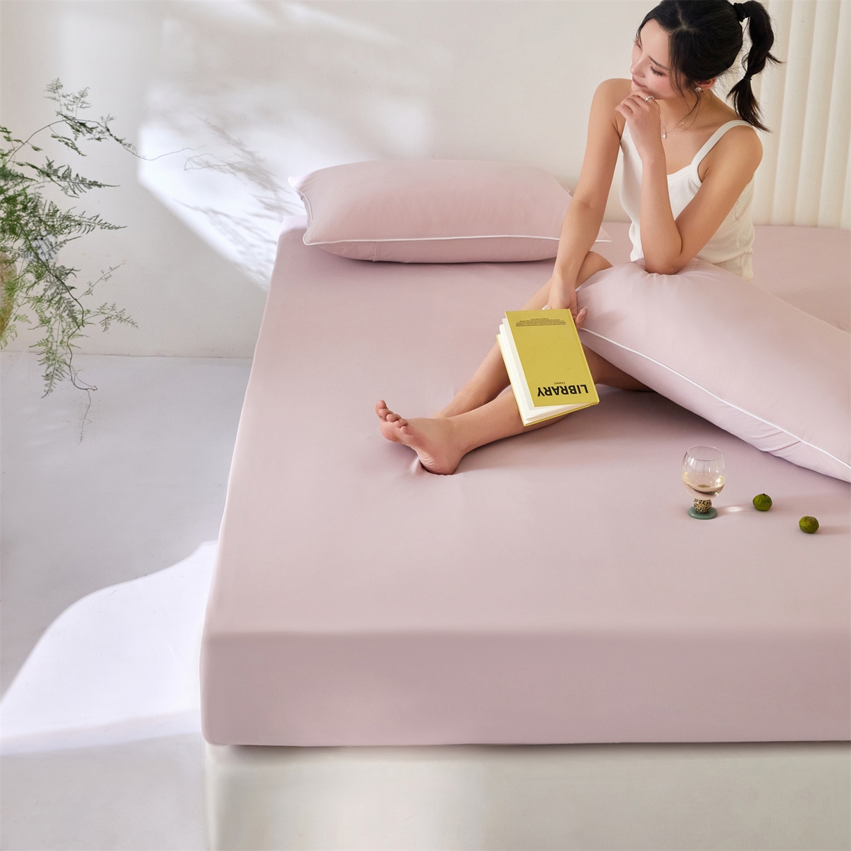 91家纺网 家纺一手货源 找家纺 头等舱  2026新款锦氨A类凉感（165克）床笠 某姆同款	 豆沙粉