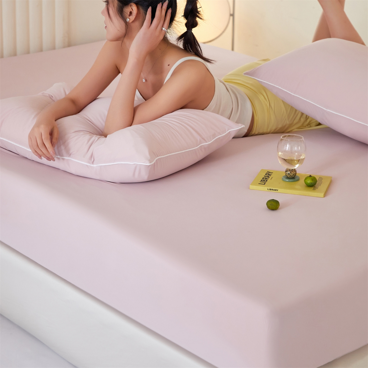 91家纺网 家纺一手货源 找家纺 头等舱  2026新款锦氨A类凉感（165克）床笠 某姆同款	 豆沙粉