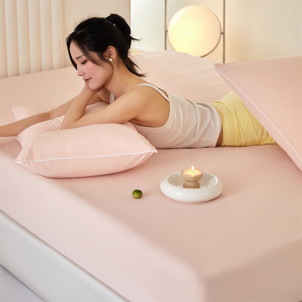 91家纺网 家纺一手货源 找家纺 头等舱  2026新款锦氨A类凉感（165克）床笠 某姆同款	 海棠玉