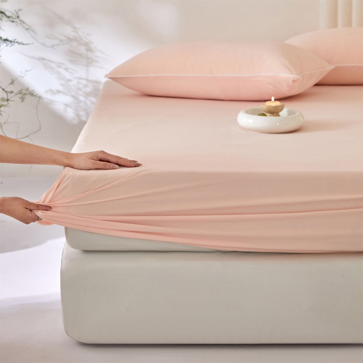 91家纺网 家纺一手货源 找家纺 头等舱  2026新款锦氨A类凉感（165克）床笠 某姆同款	 海棠玉