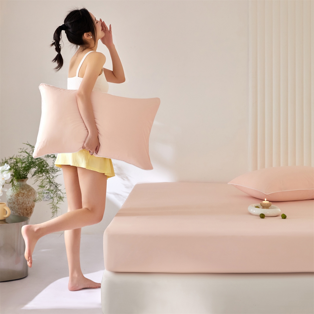 91家纺网 家纺一手货源 找家纺 头等舱  2026新款锦氨A类凉感（165克）床笠 某姆同款	 海棠玉