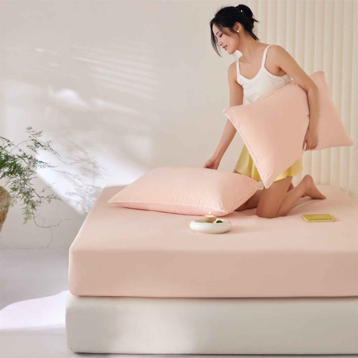 91家纺网 家纺一手货源 找家纺 头等舱  2026新款锦氨A类凉感（165克）床笠 某姆同款	 海棠玉