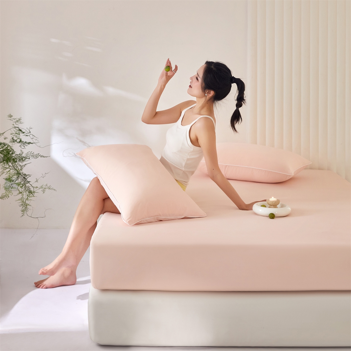 91家纺网 家纺一手货源 找家纺 头等舱  2026新款锦氨A类凉感（165克）床笠 某姆同款	 海棠玉