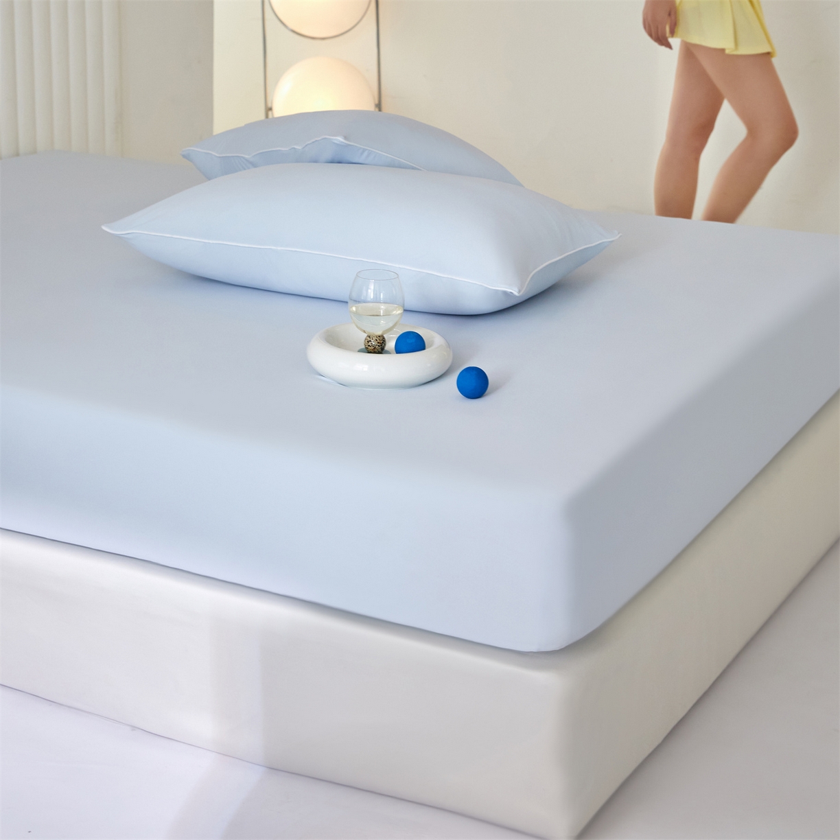 91家纺网 家纺一手货源 找家纺 头等舱  2026新款锦氨A类凉感（165克）床笠 某姆同款	 蓝灰