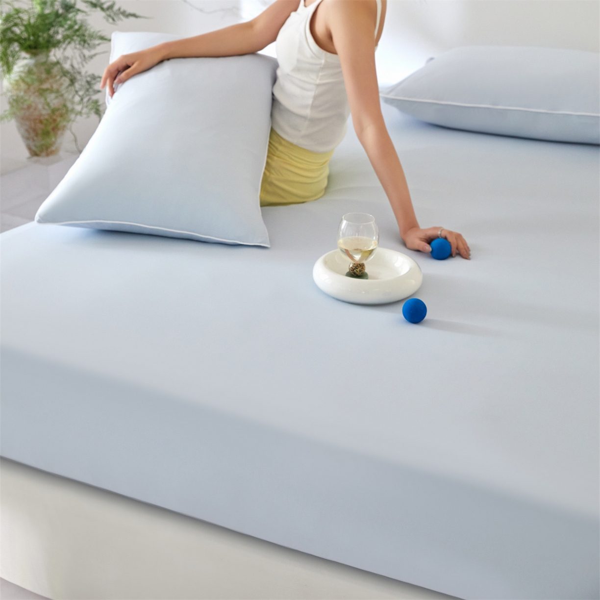 91家纺网 家纺一手货源 找家纺 头等舱  2026新款锦氨A类凉感（165克）床笠 某姆同款	 蓝灰