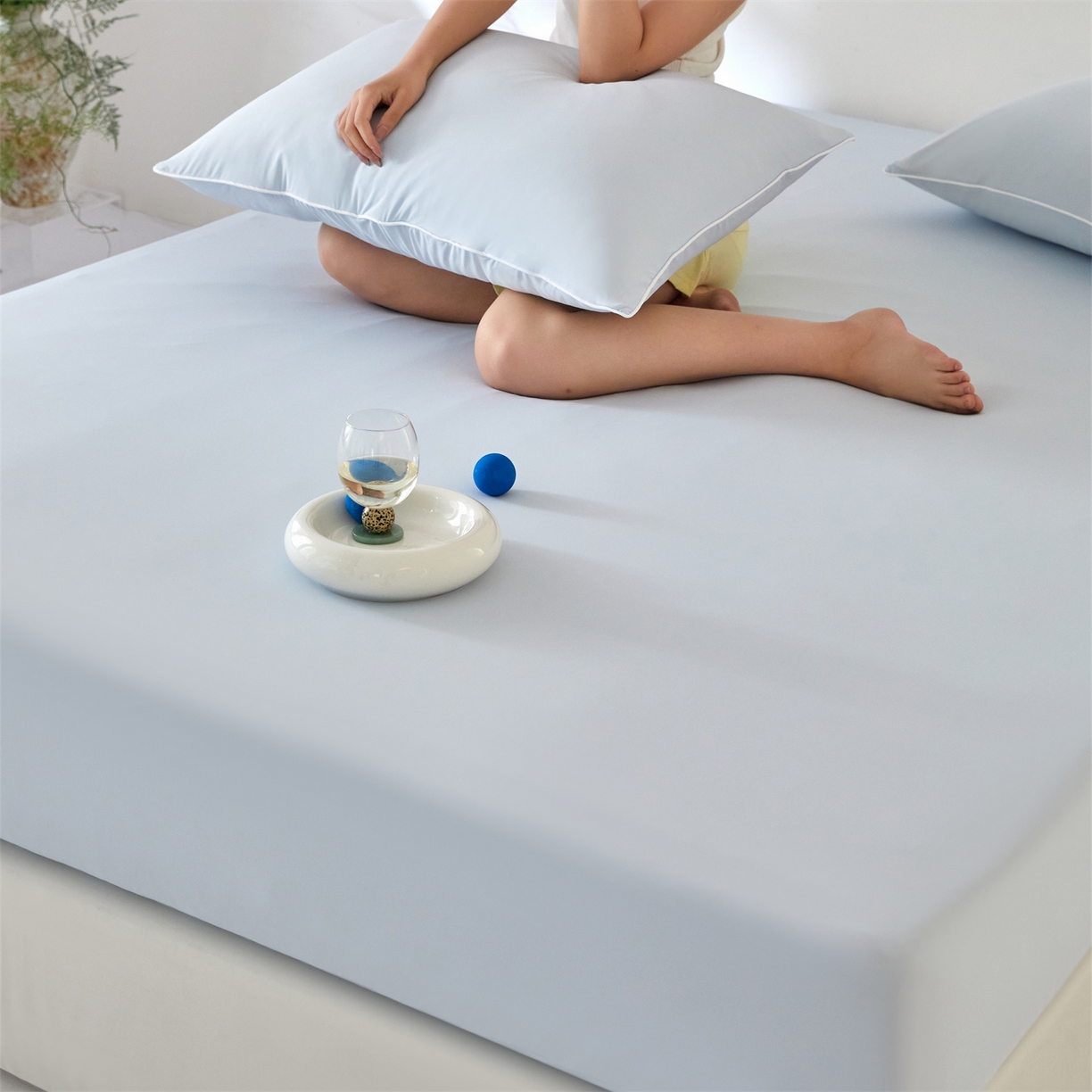 91家纺网 家纺一手货源 找家纺 头等舱  2026新款锦氨A类凉感（165克）床笠 某姆同款	 蓝灰