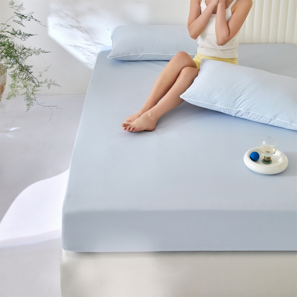 91家纺网 家纺一手货源 找家纺 头等舱  2026新款锦氨A类凉感（165克）床笠 某姆同款	 蓝灰