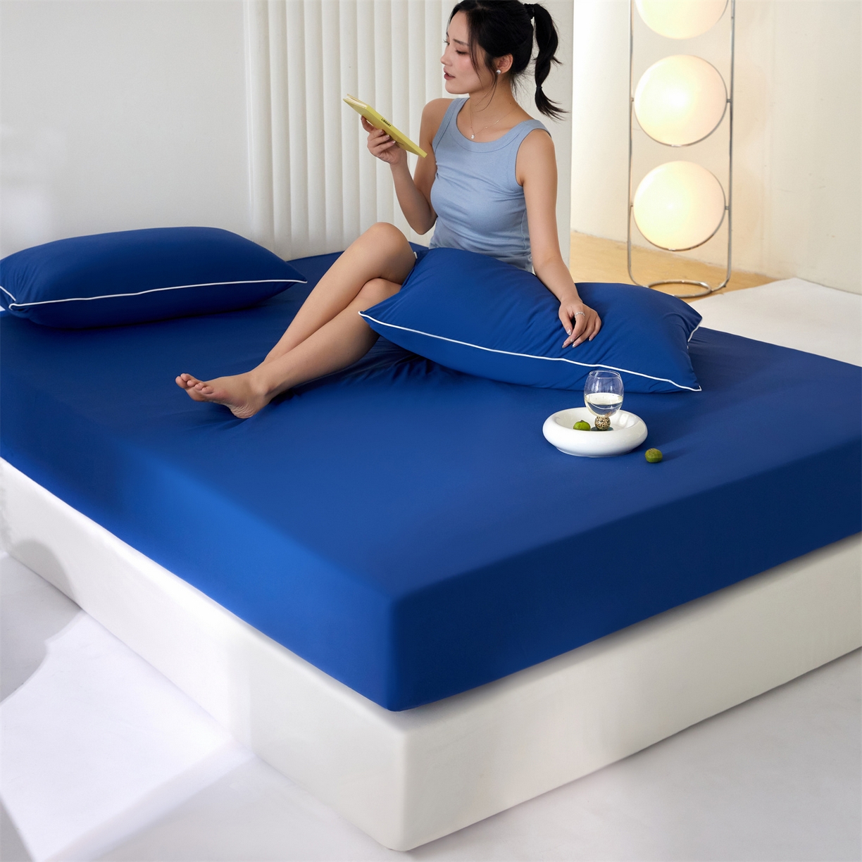 91家纺网 家纺一手货源 找家纺 头等舱  2026新款锦氨A类凉感（165克）床笠 某姆同款	深蓝