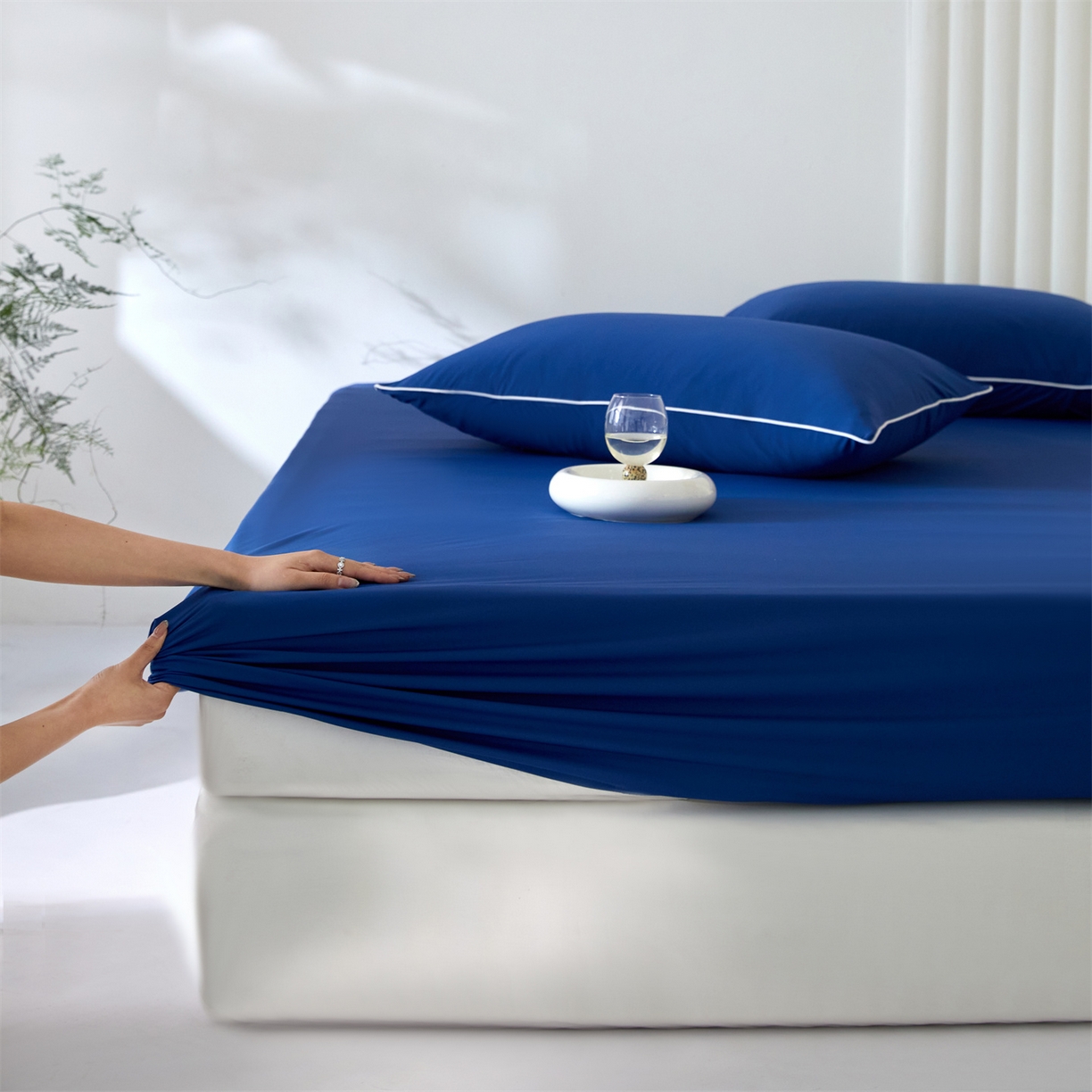 91家纺网 家纺一手货源 找家纺 头等舱  2026新款锦氨A类凉感（165克）床笠 某姆同款	深蓝