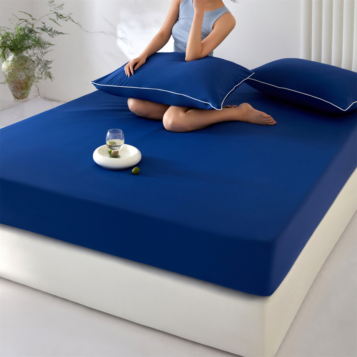 91家纺网 家纺一手货源 找家纺 头等舱  2026新款锦氨A类凉感（165克）床笠 某姆同款	深蓝