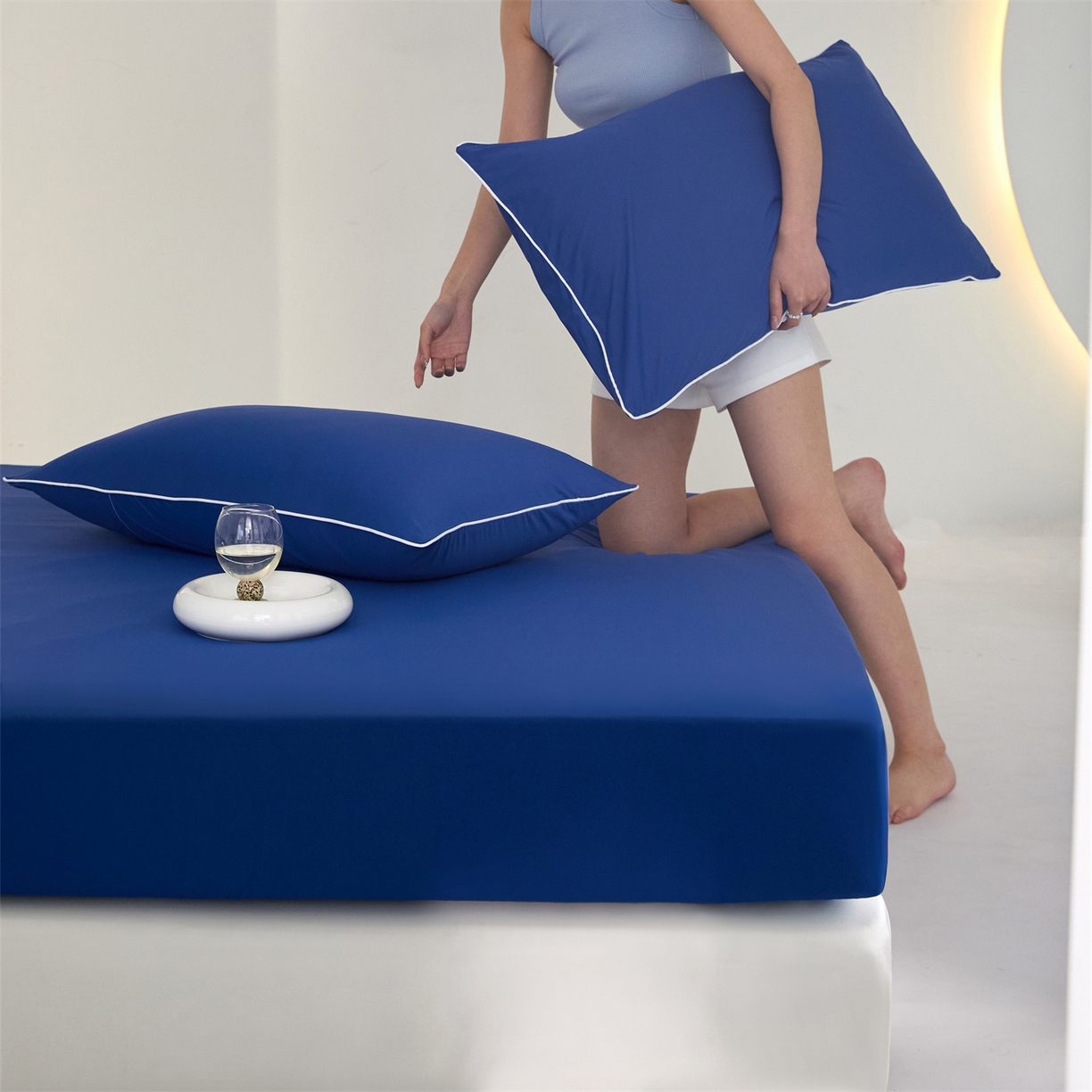 91家纺网 家纺一手货源 找家纺 头等舱  2026新款锦氨A类凉感（165克）床笠 某姆同款	深蓝