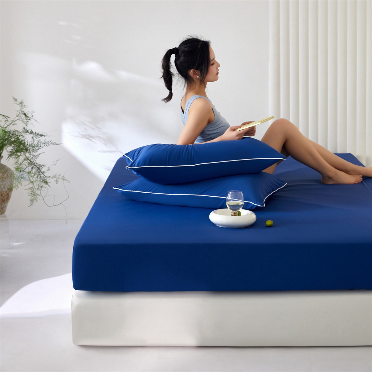 91家纺网 家纺一手货源 找家纺 头等舱  2026新款锦氨A类凉感（165克）床笠 某姆同款	深蓝