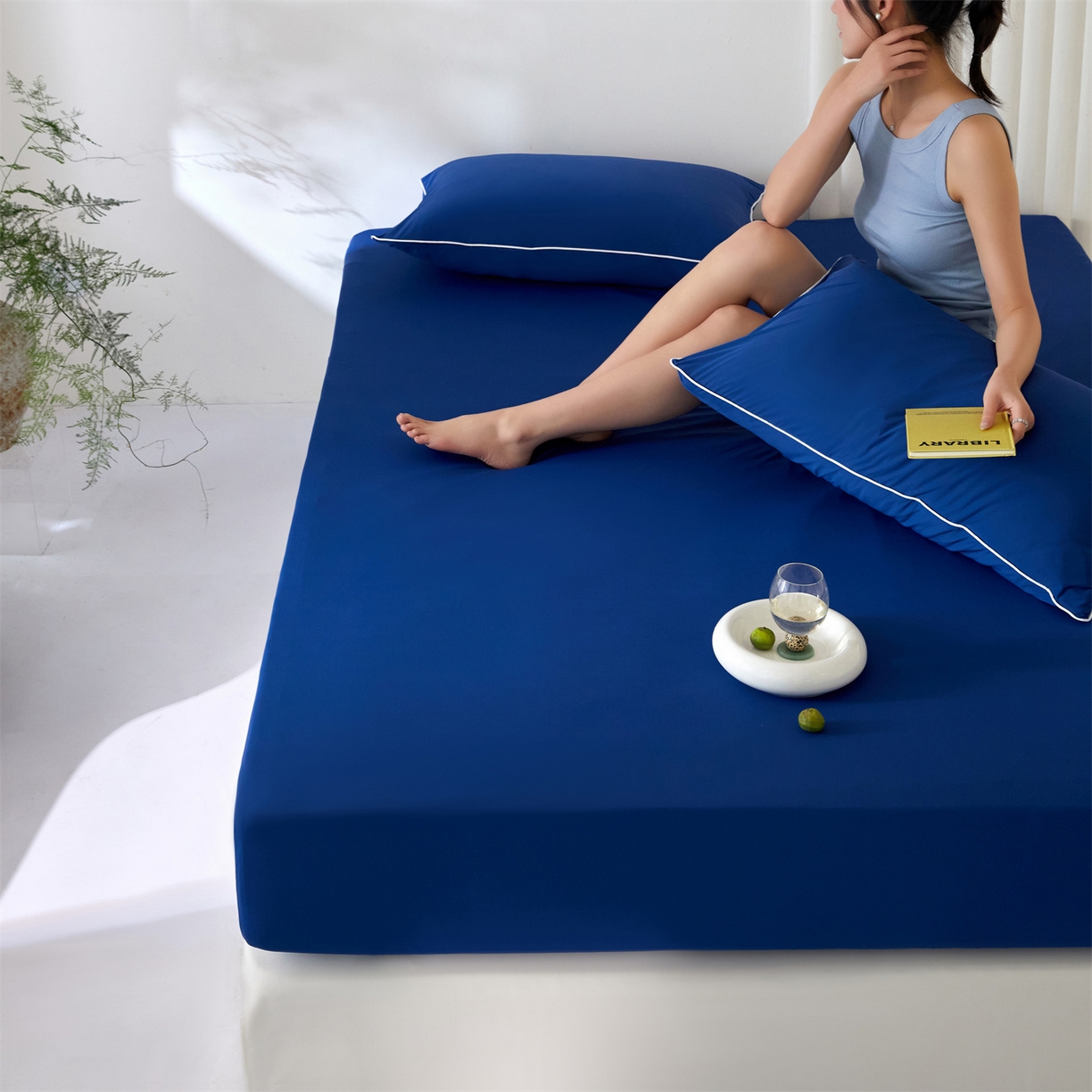 91家纺网 家纺一手货源 找家纺 头等舱  2026新款锦氨A类凉感（165克）床笠 某姆同款	深蓝