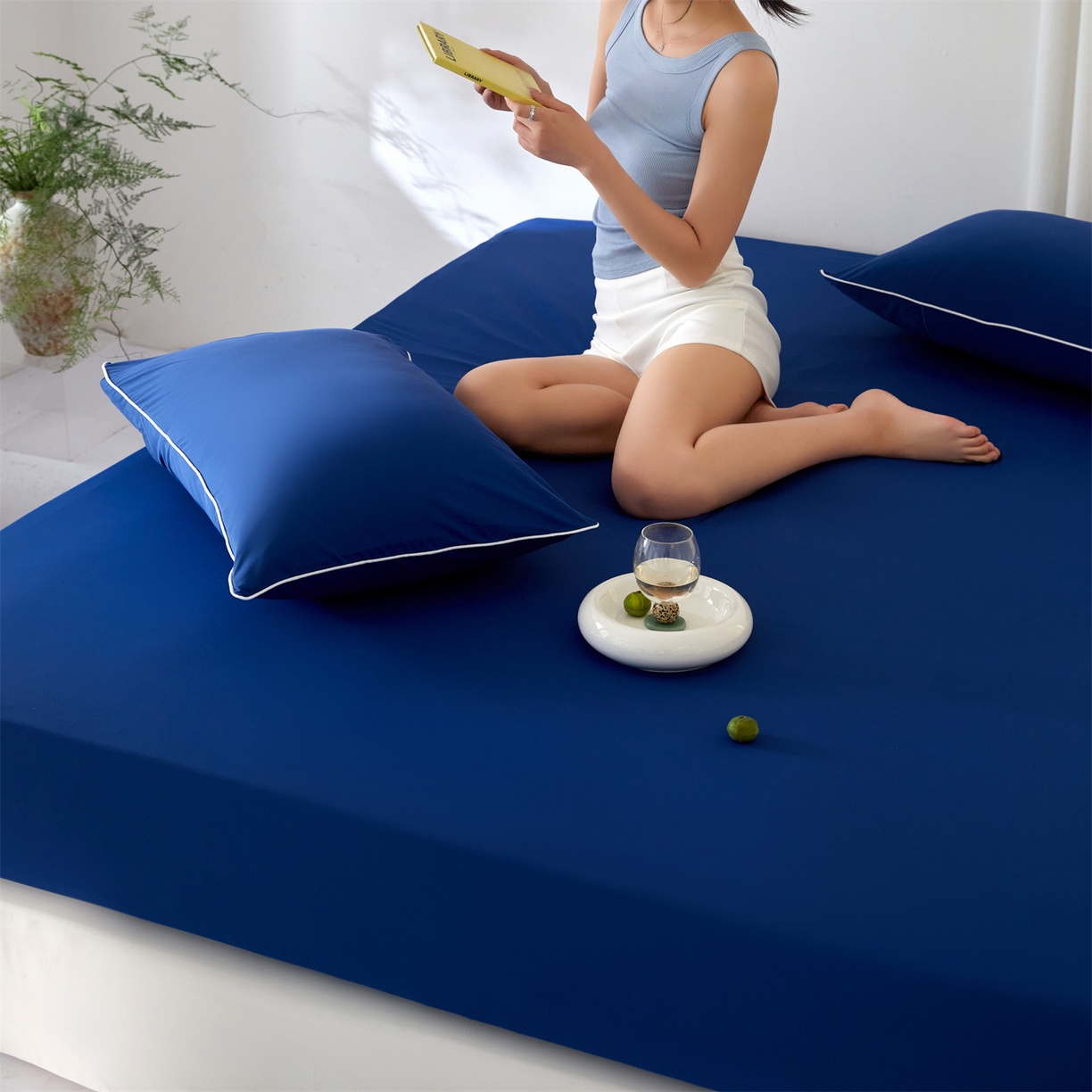 91家纺网 家纺一手货源 找家纺 头等舱  2026新款锦氨A类凉感（165克）床笠 某姆同款	深蓝