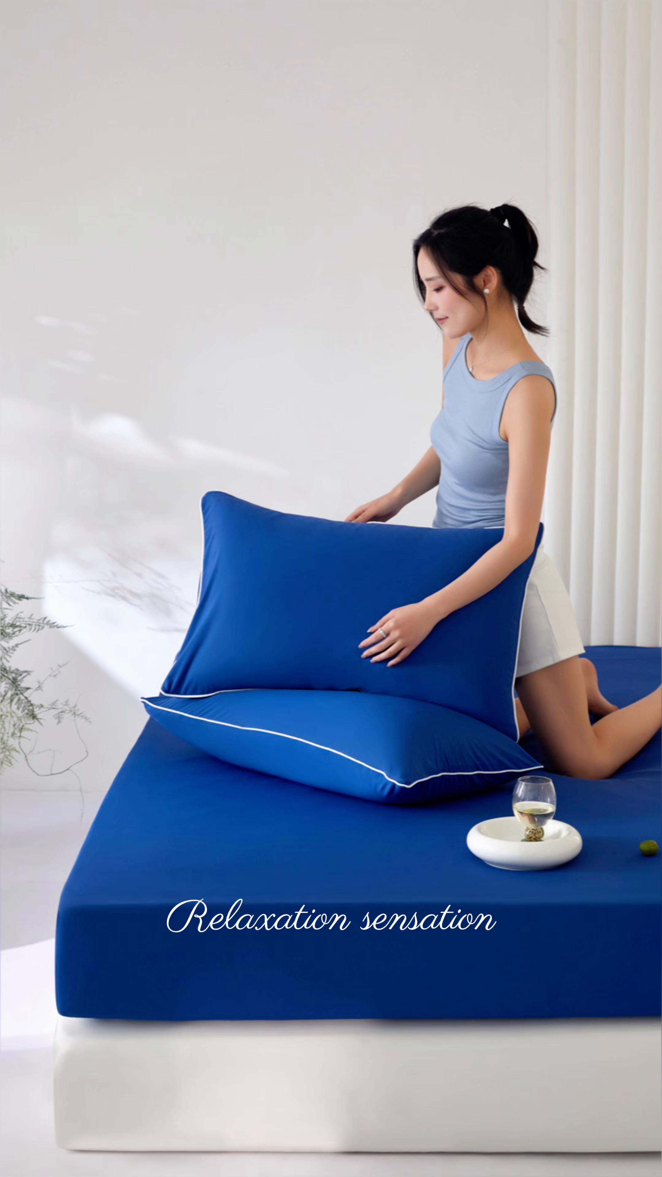 91家纺网 家纺一手货源 找家纺 头等舱  2026新款锦氨A类凉感（165克）床笠 某姆同款	深蓝