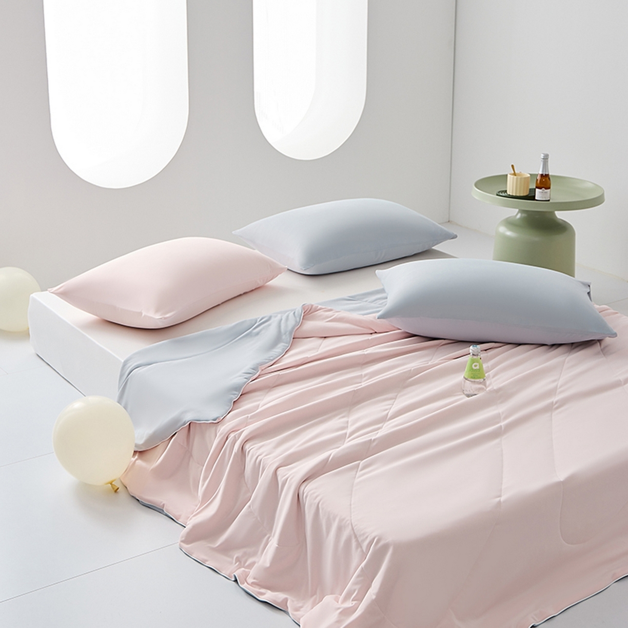 91家纺网 家纺一手货源 找家纺 LADYCOCO可可家居 2026新款coolmate多巴胺色系凉感夏被系列2 粉灰(粉色+浅灰）