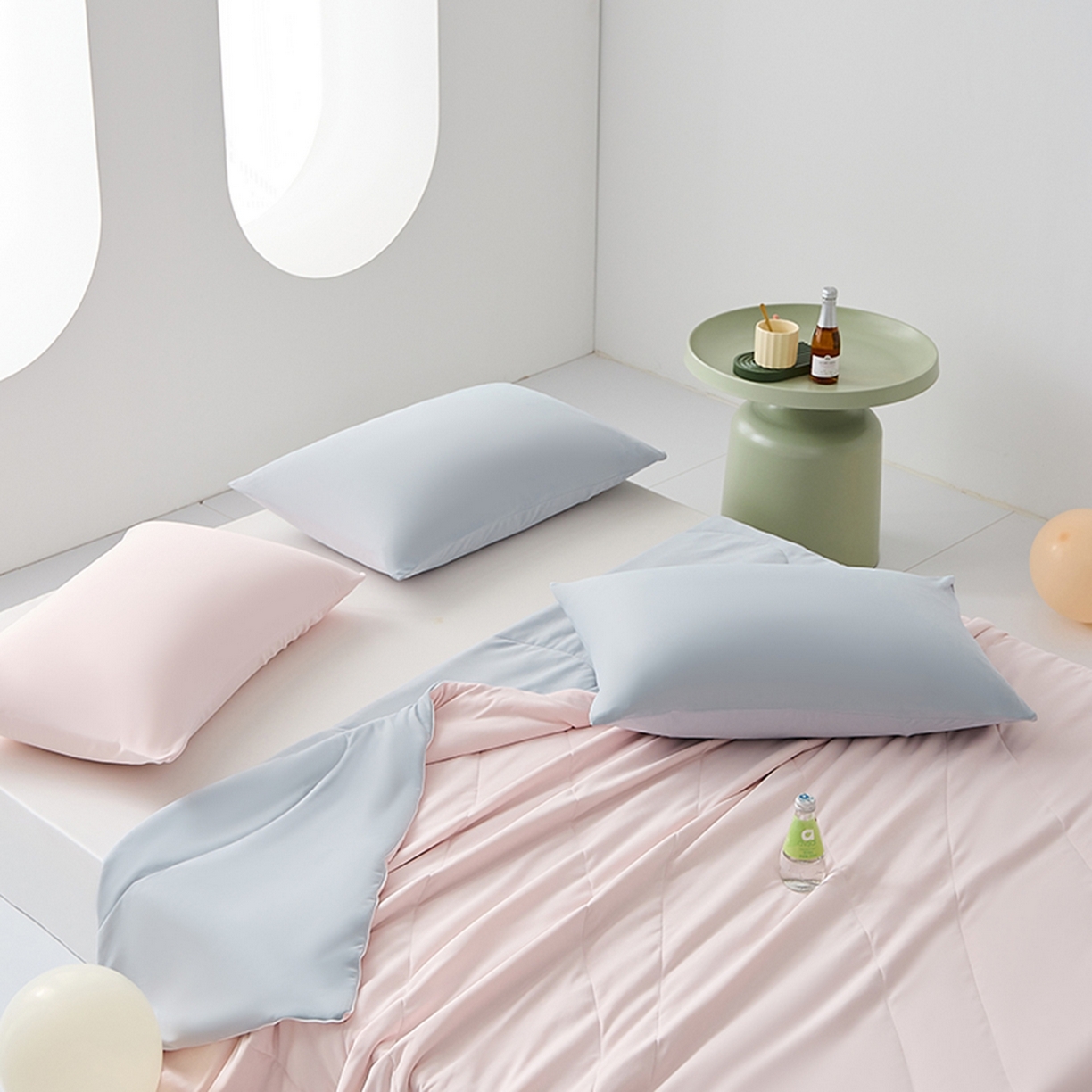 91家纺网 家纺一手货源 找家纺 LADYCOCO可可家居 2026新款coolmate多巴胺色系凉感夏被系列2 粉灰(粉色+浅灰）