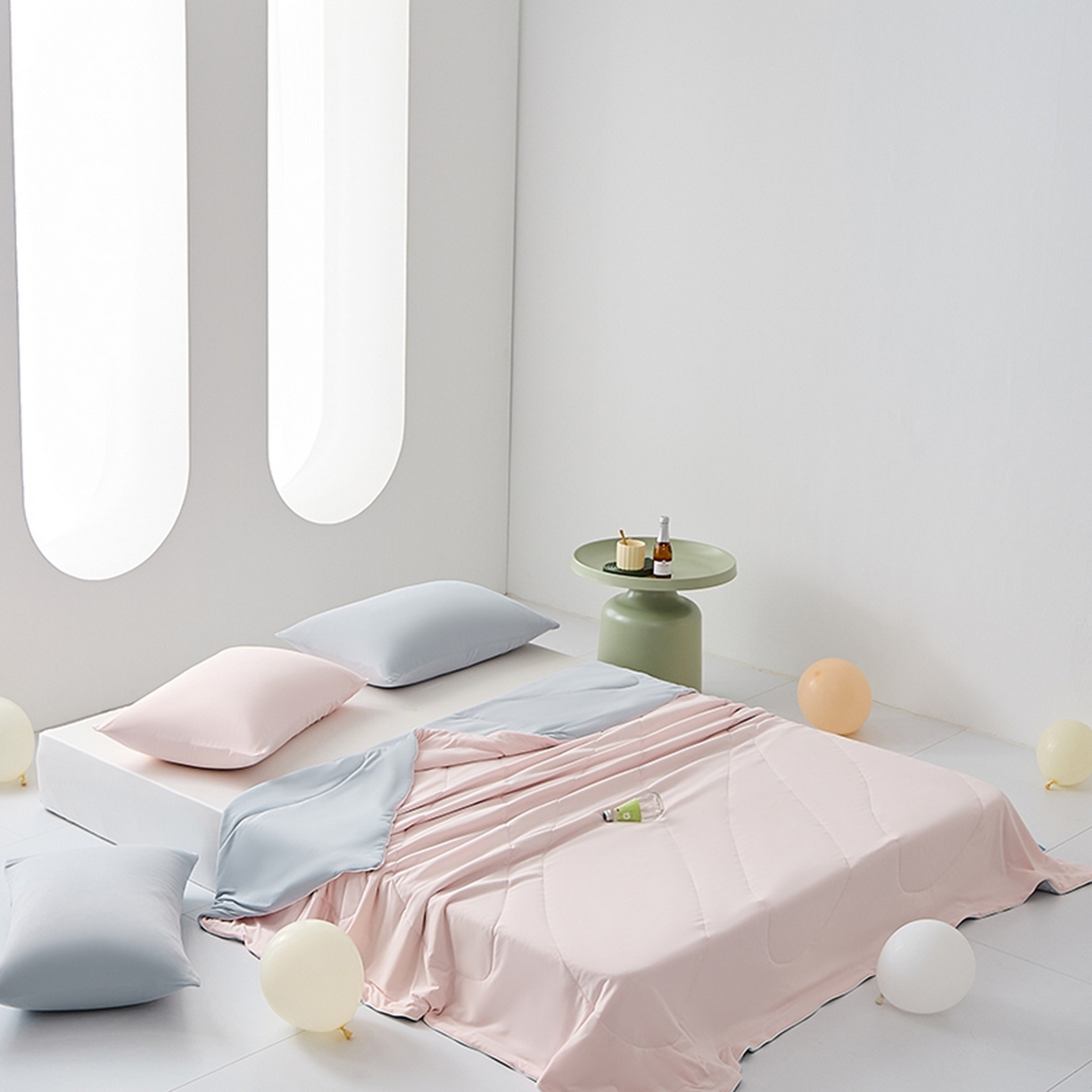 91家纺网 家纺一手货源 找家纺 LADYCOCO可可家居 2026新款coolmate多巴胺色系凉感夏被系列2 粉灰(粉色+浅灰）