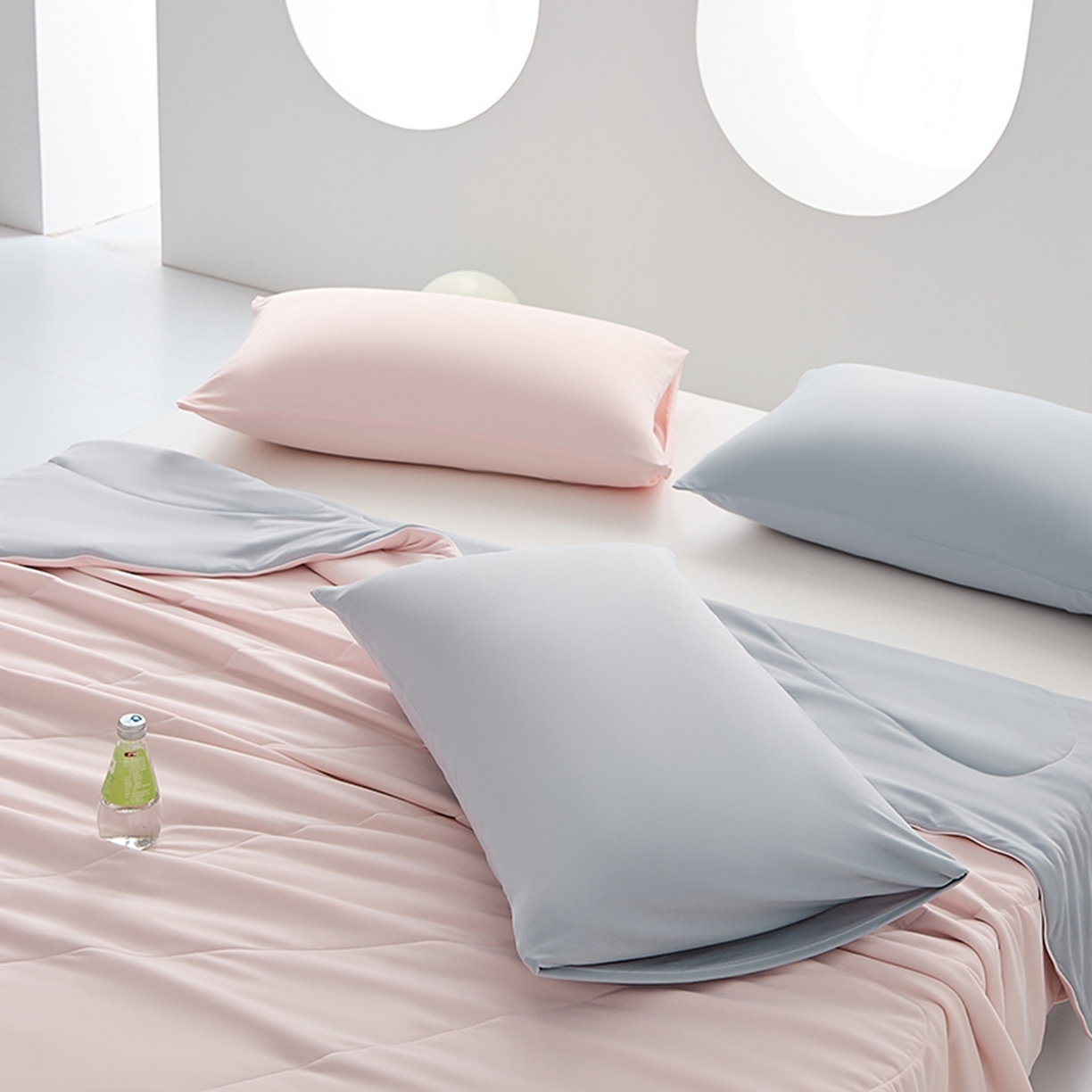 91家纺网 家纺一手货源 找家纺 LADYCOCO可可家居 2026新款coolmate多巴胺色系凉感夏被系列2 粉灰(粉色+浅灰）