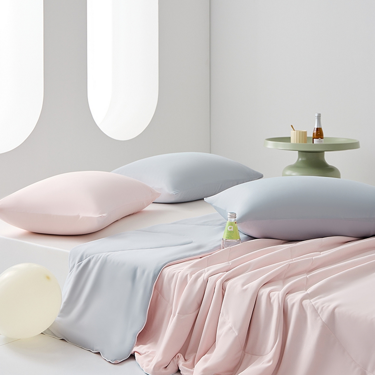 91家纺网 家纺一手货源 找家纺 LADYCOCO可可家居 2026新款coolmate多巴胺色系凉感夏被系列2 粉灰(粉色+浅灰）