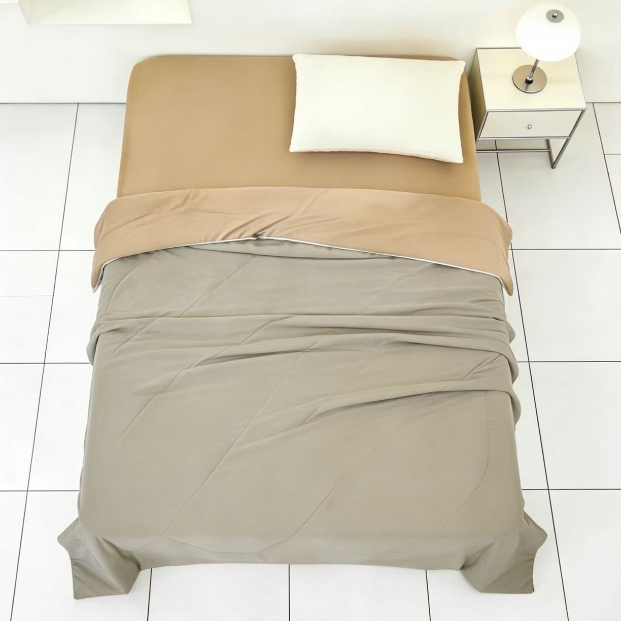 91家纺网 家纺一手货源 找家纺 LADYCOCO可可家居 2026新款coolmate多巴胺色系凉感夏被系列2 风吟麦浪（卡其+驼）