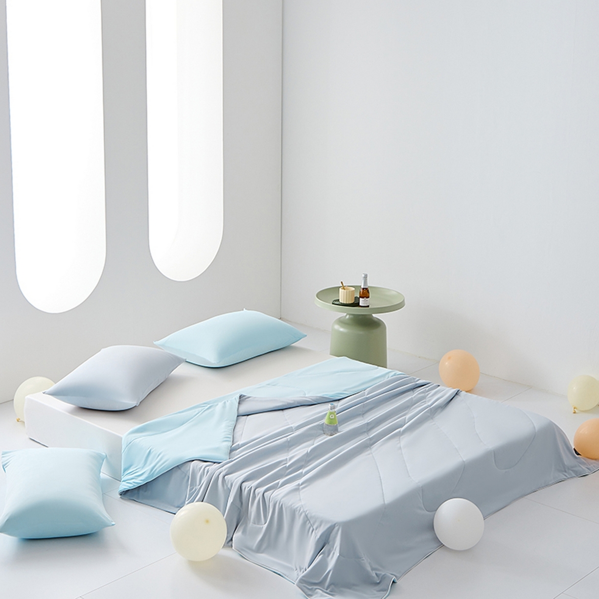 91家纺网 家纺一手货源 找家纺 LADYCOCO可可家居 2026新款coolmate多巴胺色系凉感夏被系列2 灰蓝（灰色+浅蓝）