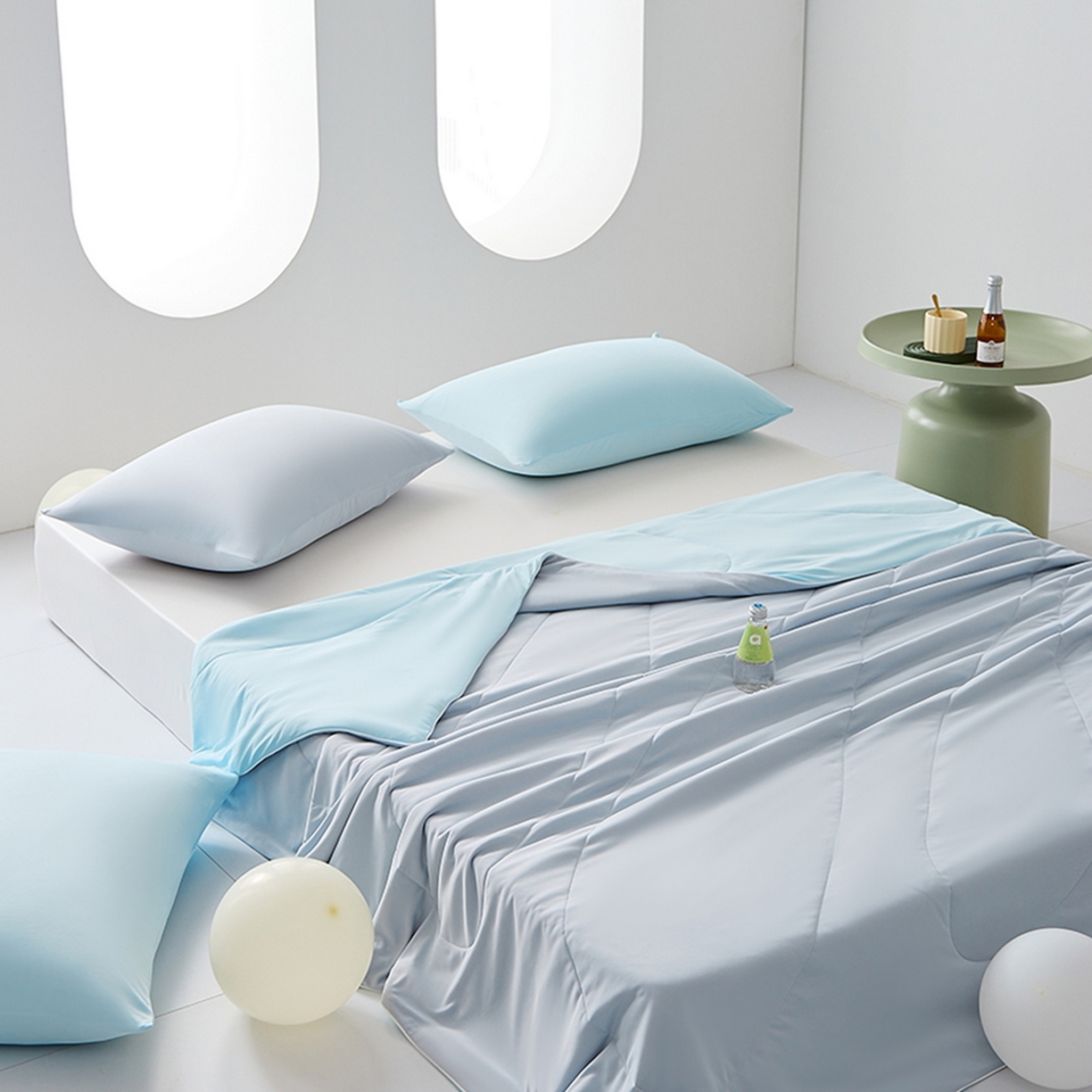 LADYCOCO可可家居 2026新款coolmate多巴胺色系凉感夏被系列2 灰蓝（灰色+浅蓝）