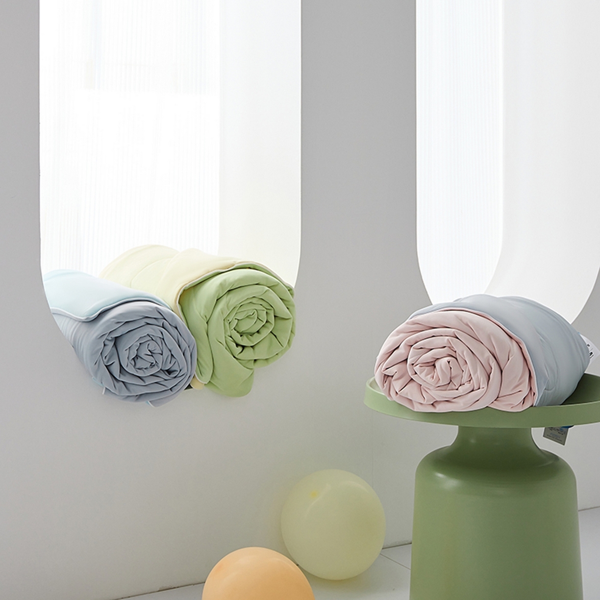 91家纺网 家纺一手货源 找家纺 LADYCOCO可可家居 2026新款coolmate多巴胺色系凉感夏被系列2 灰蓝（灰色+浅蓝）