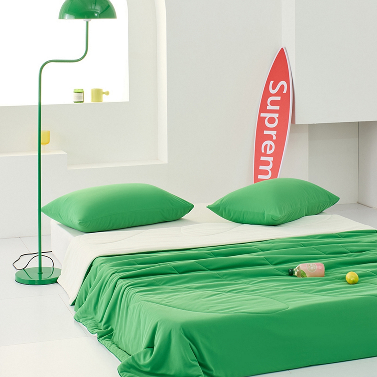 91家纺网 家纺一手货源 找家纺 LADYCOCO可可家居 2026新款coolmate多巴胺色系凉感夏被系列2 绿洲（绿色+牙白）