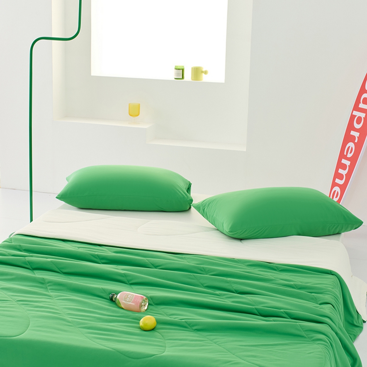 91家纺网 家纺一手货源 找家纺 LADYCOCO可可家居 2026新款coolmate多巴胺色系凉感夏被系列2 绿洲（绿色+牙白）