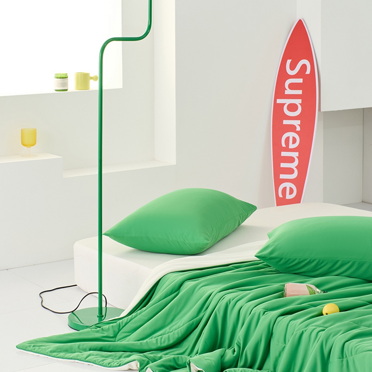 91家纺网 家纺一手货源 找家纺 LADYCOCO可可家居 2026新款coolmate多巴胺色系凉感夏被系列2 绿洲（绿色+牙白）