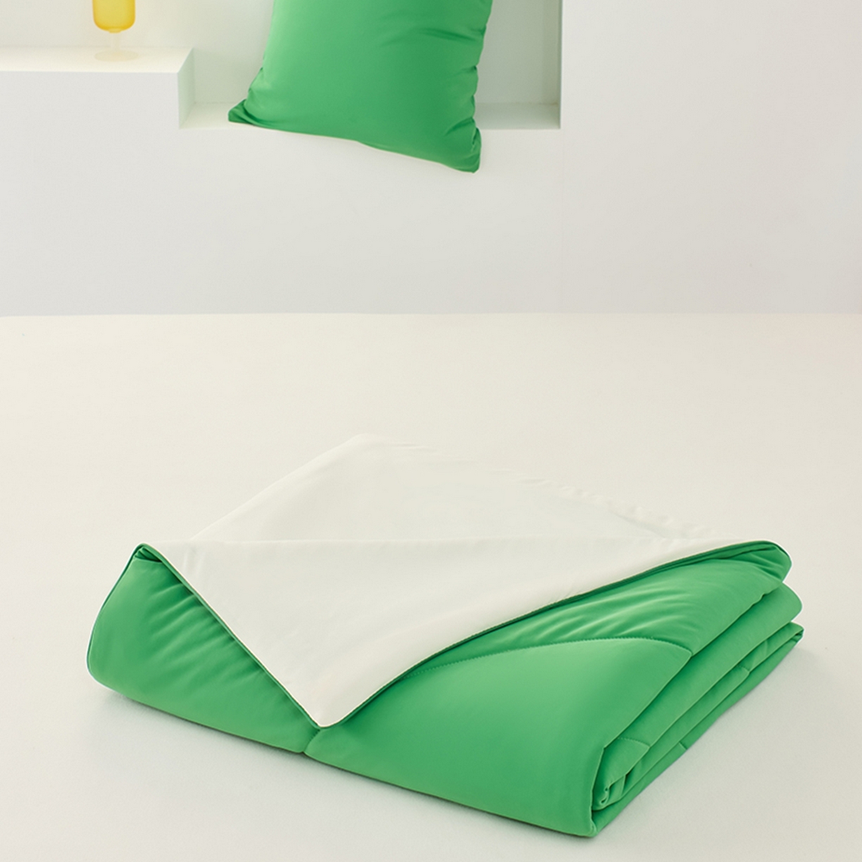 91家纺网 家纺一手货源 找家纺 LADYCOCO可可家居 2026新款coolmate多巴胺色系凉感夏被系列2 绿洲（绿色+牙白）