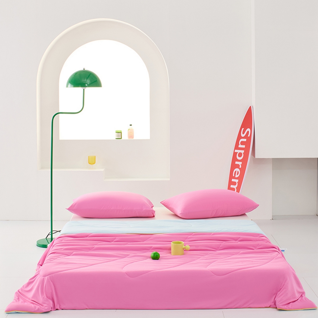 91家纺网 家纺一手货源 找家纺 LADYCOCO可可家居 2026新款coolmate多巴胺色系凉感夏被系列2 玫瑰雪球（玫红+浅蓝）