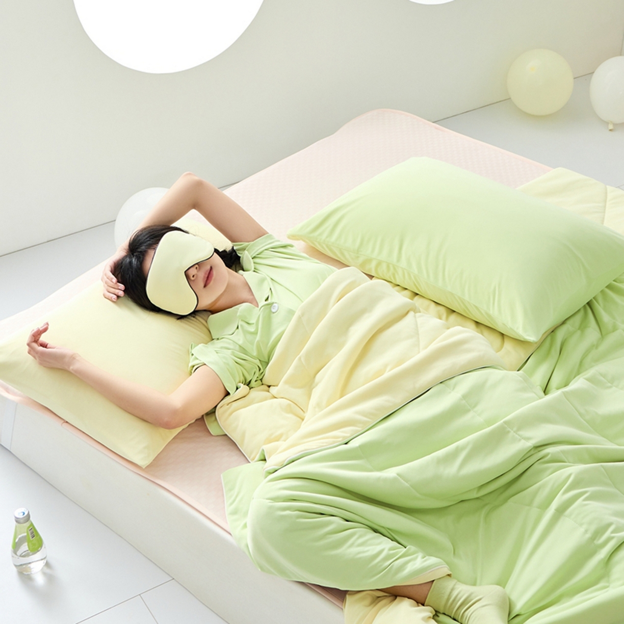 LADYCOCO可可家居 2026新款coolmate多巴胺色系凉感夏被系列2 柠芒风露（绿+黄）