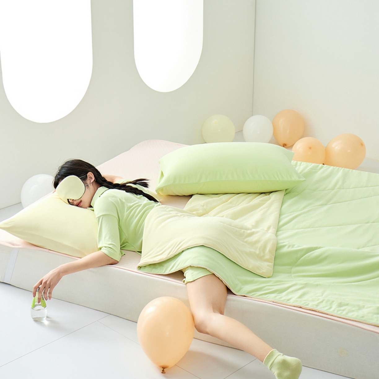 91家纺网 家纺一手货源 找家纺 LADYCOCO可可家居 2026新款coolmate多巴胺色系凉感夏被系列2 柠芒风露（绿+黄）