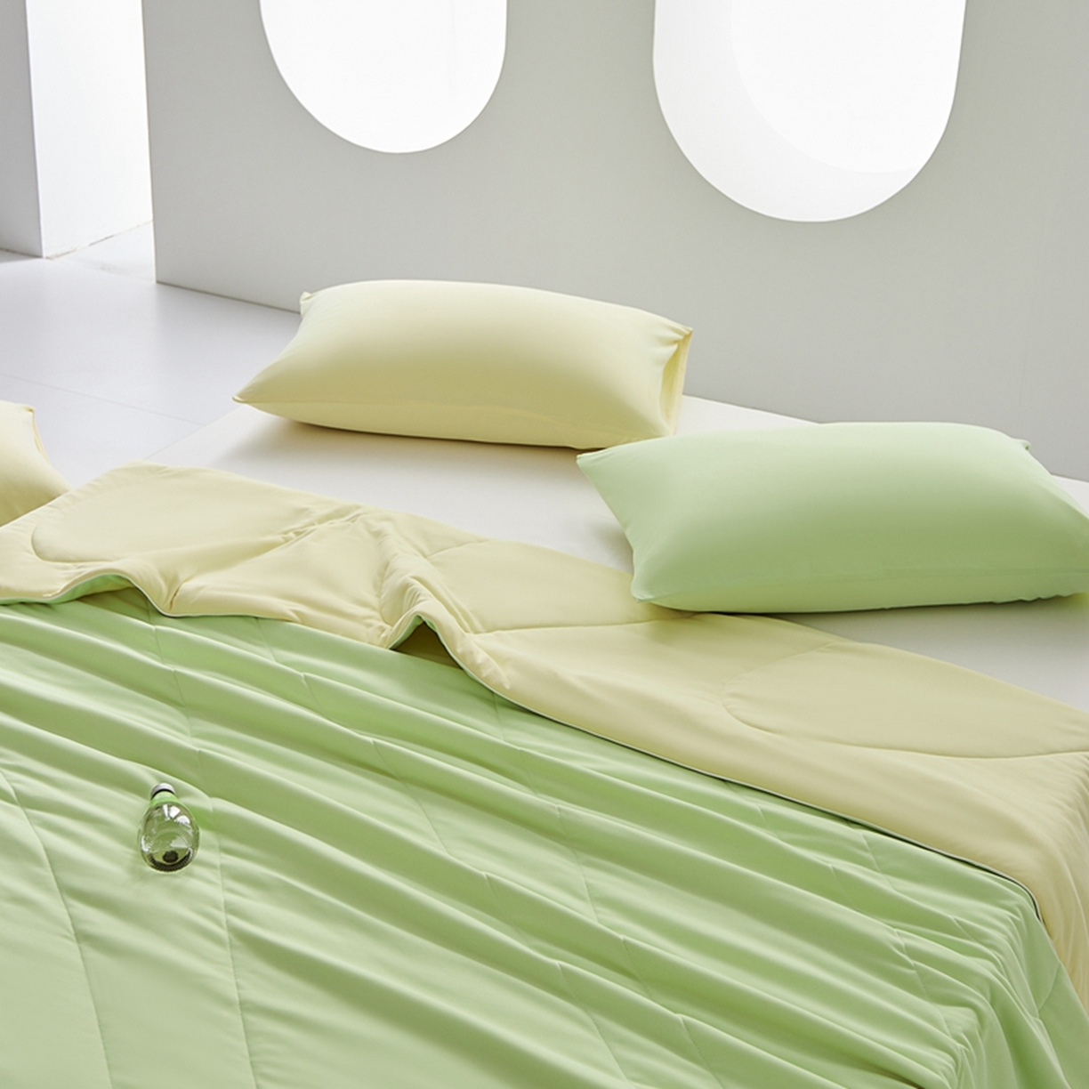 91家纺网 家纺一手货源 找家纺 LADYCOCO可可家居 2026新款coolmate多巴胺色系凉感夏被系列2 柠芒风露（绿+黄）