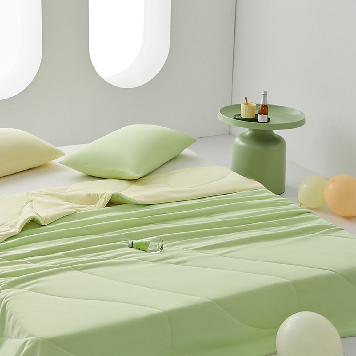 91家纺网 家纺一手货源 找家纺 LADYCOCO可可家居 2026新款coolmate多巴胺色系凉感夏被系列2 柠芒风露（绿+黄）