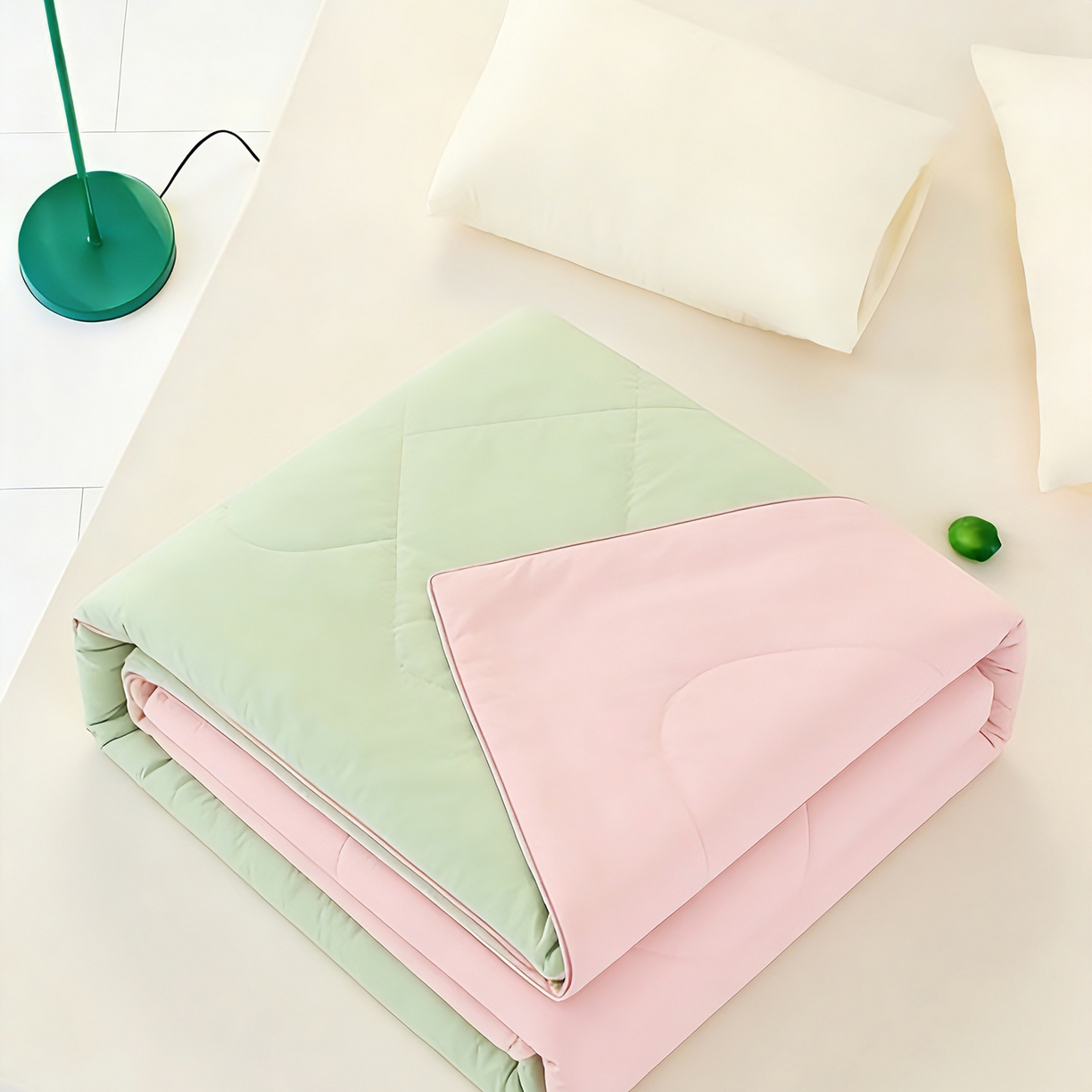 91家纺网 家纺一手货源 找家纺 LADYCOCO可可家居 2026新款coolmate多巴胺色系凉感夏被系列2 青林樱雾（绿+粉）