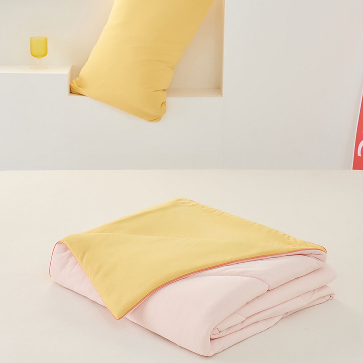 91家纺网 家纺一手货源 找家纺 LADYCOCO可可家居 2026新款coolmate多巴胺色系凉感夏被系列2 樱粉（粉色+橙黄）